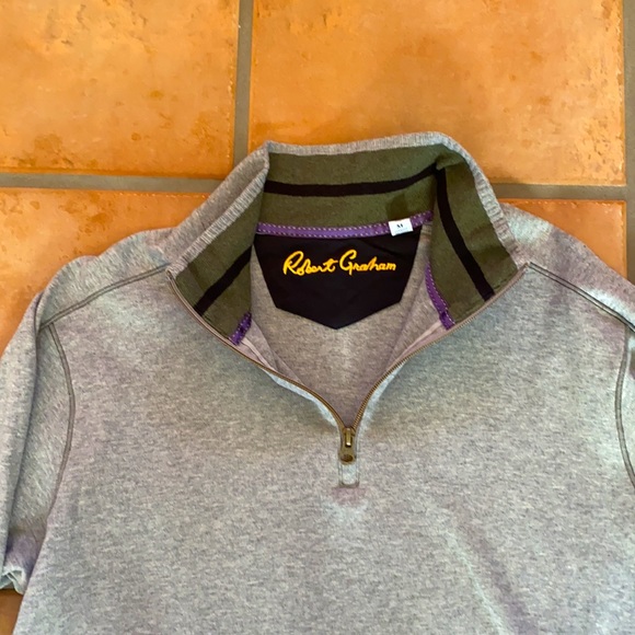 Robert Graham quarter zip men’s sweater grey. Si3 medium. - Picture 2 of 2